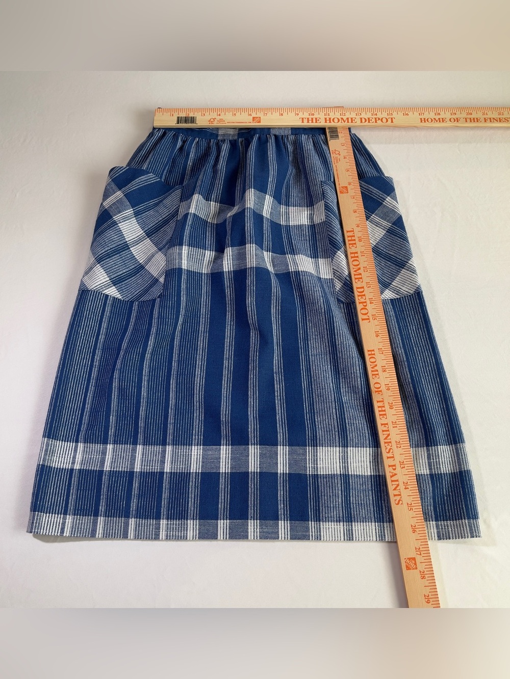 Vintage Cottage core Blue and White Plaid High Waisted Skirt - Picture 2 of 5